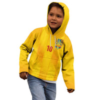 Custom Ukraine National Football Kid Hoodie Vyshyvanka Inspired Geometry - Wonder Print Shop