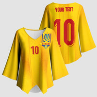 Custom Ukraine National Football Kimono Sleeve Blouse Vyshyvanka Inspired Geometry - Wonder Print Shop