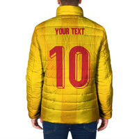 Custom Ukraine National Football Padded Jacket Vyshyvanka Inspired Geometry - Wonder Print Shop