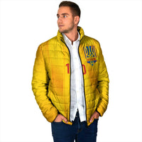 Custom Ukraine National Football Padded Jacket Vyshyvanka Inspired Geometry - Wonder Print Shop