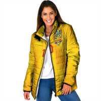 Custom Ukraine National Football Padded Jacket Vyshyvanka Inspired Geometry - Wonder Print Shop