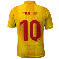 Custom Ukraine National Football Polo Shirt Vyshyvanka Inspired Geometry - Wonder Print Shop