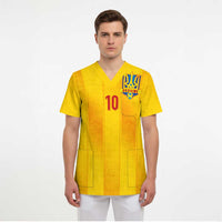 Custom Ukraine National Football Scrub Top Vyshyvanka Inspired Geometry - Wonder Print Shop