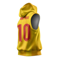 Custom Ukraine National Football Sleeveless Hoodie Vyshyvanka Inspired Geometry - Wonder Print Shop