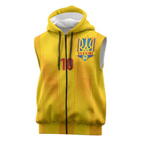 Custom Ukraine National Football Sleeveless Zip Hoodie Vyshyvanka Inspired Geometry - Wonder Print Shop