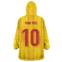 Custom Ukraine National Football Wearable Blanket Hoodie Vyshyvanka Inspired Geometry - Wonder Print Shop