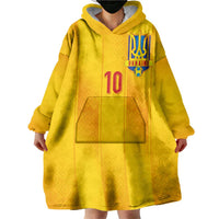 Custom Ukraine National Football Wearable Blanket Hoodie Vyshyvanka Inspired Geometry - Wonder Print Shop