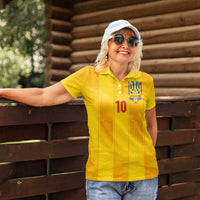 Custom Ukraine National Football Women Polo Shirt Vyshyvanka Inspired Geometry - Wonder Print Shop
