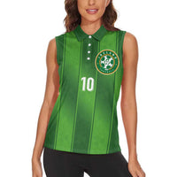 Custom Ireland National Football Women Sleeveless Polo Shirt Celtics Knot Shamrocks Inspired Geometry - Wonder Print Shop