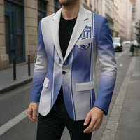 Custom Greece National Football Blazer Greek Key Inspired Geometry - Wonder Print Shop