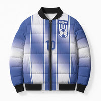 Custom Greece National Football Bomber Puffer Jacket Greek Key Inspired Geometry - Wonder Print Shop