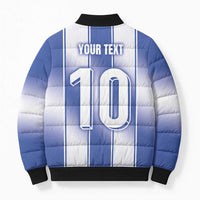 Custom Greece National Football Bomber Puffer Jacket Greek Key Inspired Geometry - Wonder Print Shop