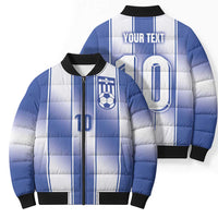 Custom Greece National Football Bomber Puffer Jacket Greek Key Inspired Geometry - Wonder Print Shop