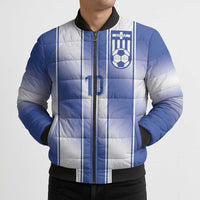 Custom Greece National Football Bomber Puffer Jacket Greek Key Inspired Geometry - Wonder Print Shop
