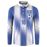 Custom Greece National Football Button Sweatshirt Greek Key Inspired Geometry - Wonder Print Shop