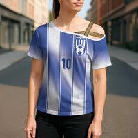 Custom Greece National Football Cross Shoulder Shirt Greek Key Inspired Geometry - Wonder Print Shop