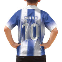 Custom Greece National Football Kid Hawaiian Shirt Greek Key Inspired Geometry - Wonder Print Shop