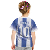 Custom Greece National Football Kid T Shirt Greek Key Inspired Geometry - Wonder Print Shop