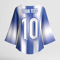 Custom Greece National Football Kimono Sleeve Blouse Greek Key Inspired Geometry - Wonder Print Shop