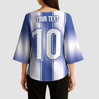 Custom Greece National Football Kimono Sleeve Blouse Greek Key Inspired Geometry - Wonder Print Shop
