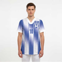 Custom Greece National Football Scrub Top Greek Key Inspired Geometry - Wonder Print Shop