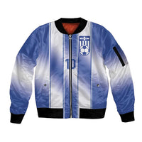 Custom Greece National Football Sleeve Zip Bomber Jacket Greek Key Inspired Geometry - Wonder Print Shop