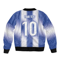 Custom Greece National Football Sleeve Zip Bomber Jacket Greek Key Inspired Geometry - Wonder Print Shop