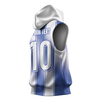 Custom Greece National Football Sleeveless Hoodie Greek Key Inspired Geometry - Wonder Print Shop