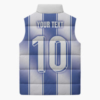 Custom Greece National Football Sleeveless Puffer Jacket Greek Key Inspired Geometry - Wonder Print Shop