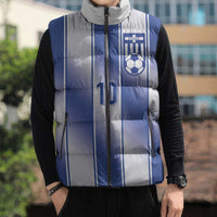 Custom Greece National Football Sleeveless Puffer Jacket Greek Key Inspired Geometry - Wonder Print Shop