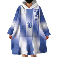 Custom Greece National Football Wearable Blanket Hoodie Greek Key Inspired Geometry - Wonder Print Shop