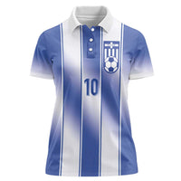 Custom Greece National Football Women Polo Shirt Greek Key Inspired Geometry - Wonder Print Shop