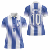 Custom Greece National Football Women Polo Shirt Greek Key Inspired Geometry - Wonder Print Shop