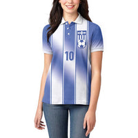 Custom Greece National Football Women Polo Shirt Greek Key Inspired Geometry - Wonder Print Shop