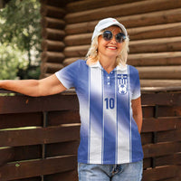 Custom Greece National Football Women Polo Shirt Greek Key Inspired Geometry - Wonder Print Shop