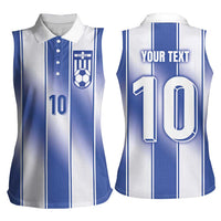 Custom Greece National Football Women Sleeveless Polo Shirt Greek Key Inspired Geometry - Wonder Print Shop
