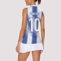 Custom Greece National Football Women Sleeveless Polo Shirt Greek Key Inspired Geometry - Wonder Print Shop