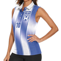 Custom Greece National Football Women Sleeveless Polo Shirt Greek Key Inspired Geometry - Wonder Print Shop