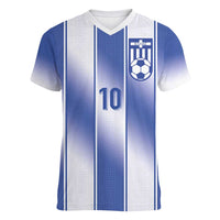 Custom Greece National Football Women V-Neck T-Shirt Greek Key Inspired Geometry - Wonder Print Shop