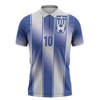 Custom Greece National Football Zipper Polo Shirt Greek Key Inspired Geometry - Wonder Print Shop