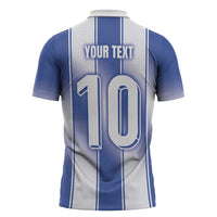 Custom Greece National Football Zipper Polo Shirt Greek Key Inspired Geometry - Wonder Print Shop