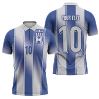 Custom Greece National Football Zipper Polo Shirt Greek Key Inspired Geometry - Wonder Print Shop