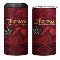 Happy Morocco Proclamation Day 4 in 1 Can Cooler Tumbler Barbary Lion's Roar - Fight for Peace and Freedom - Wonder Print Shop