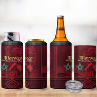 Happy Morocco Proclamation Day 4 in 1 Can Cooler Tumbler Barbary Lion's Roar - Fight for Peace and Freedom - Wonder Print Shop