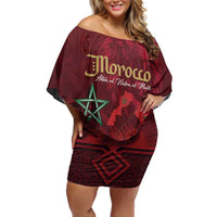 Happy Morocco Proclamation Day Family Matching Off Shoulder Short Dress and Hawaiian Shirt Barbary Lion's Roar - Fight for Peace and Freedom - Wonder Print Shop
