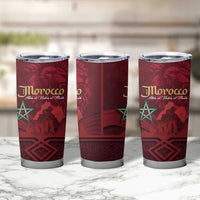 Happy Morocco Proclamation Day Tumbler Cup Barbary Lion's Roar - Fight for Peace and Freedom - Wonder Print Shop