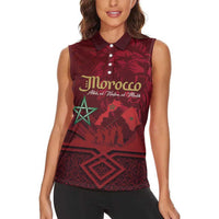 Happy Morocco Proclamation Day Women Sleeveless Polo Shirt Barbary Lion's Roar - Fight for Peace and Freedom - Wonder Print Shop