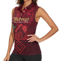 Happy Morocco Proclamation Day Women Sleeveless Polo Shirt Barbary Lion's Roar - Fight for Peace and Freedom - Wonder Print Shop