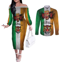 The Ireland - Notorious Couples Matching Off The Shoulder Long Sleeve Dress and Long Sleeve Button Shirt Old School Tattoos Grunge Style