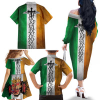 The Ireland - Notorious Family Matching Off The Shoulder Long Sleeve Dress and Hawaiian Shirt Old School Tattoos Grunge Style